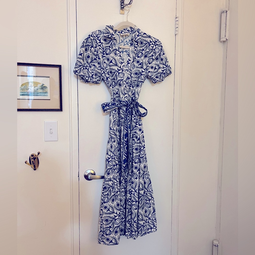 Erica Wilson Nantucket XS Pomegranate Print Maxi or Midi Long Dress - Picture 4 of 11